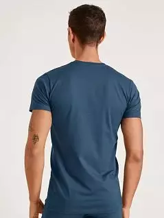 Однотонная футболка из гладкого хлопка синего цвета CALIDA 14317c445